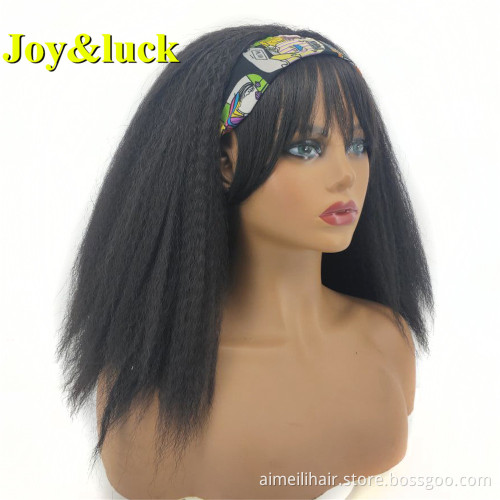 Wholesale Head Band Wigs for Women Shoulder Length Scarf Black Hairband Short Afro Kinky Curly Headband Wig Synthetic Hair Wigs